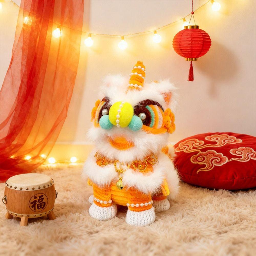 Handmade Handheld Lion Lantern Personality Glowing Lion Dance Lantern Decoration Hanging Lion Ornaments Purple Color Red Color