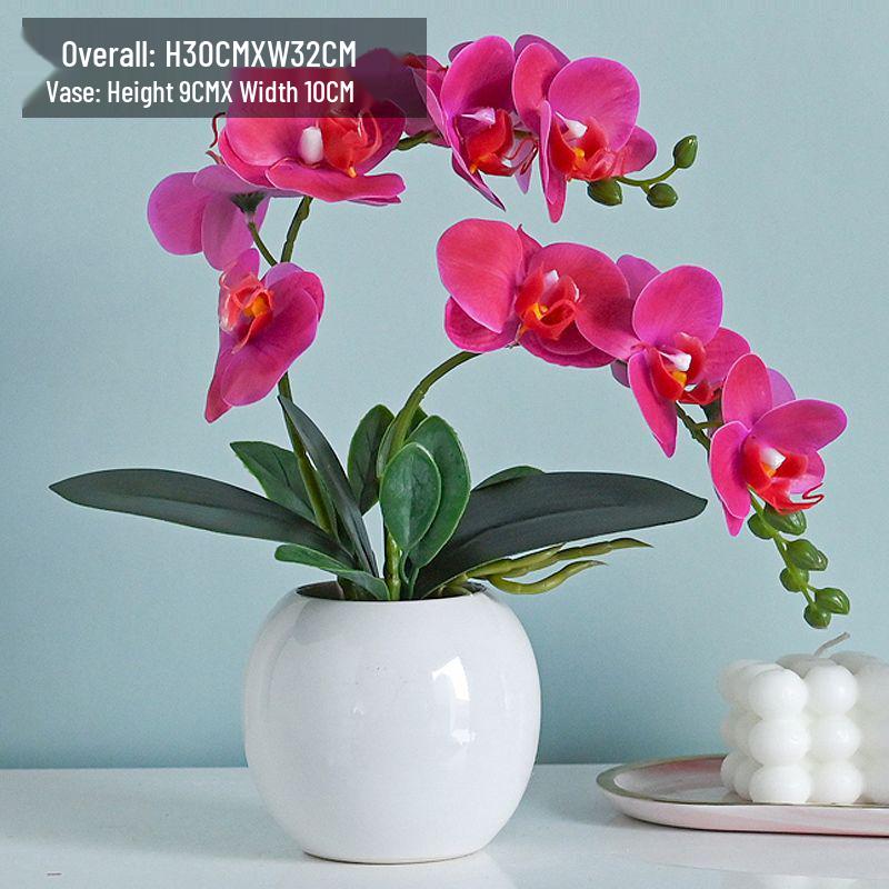 

Искусственная цветочная композиция Фаленопсис для украшения гостиной - Горшечное украшение для ТВ-тумбы