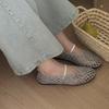 Sheepskin version~ Hollow-out handwoven sandals women's one-word with round head flat-soled single shoes genuine leather shallow mouth Mary Jane shoes