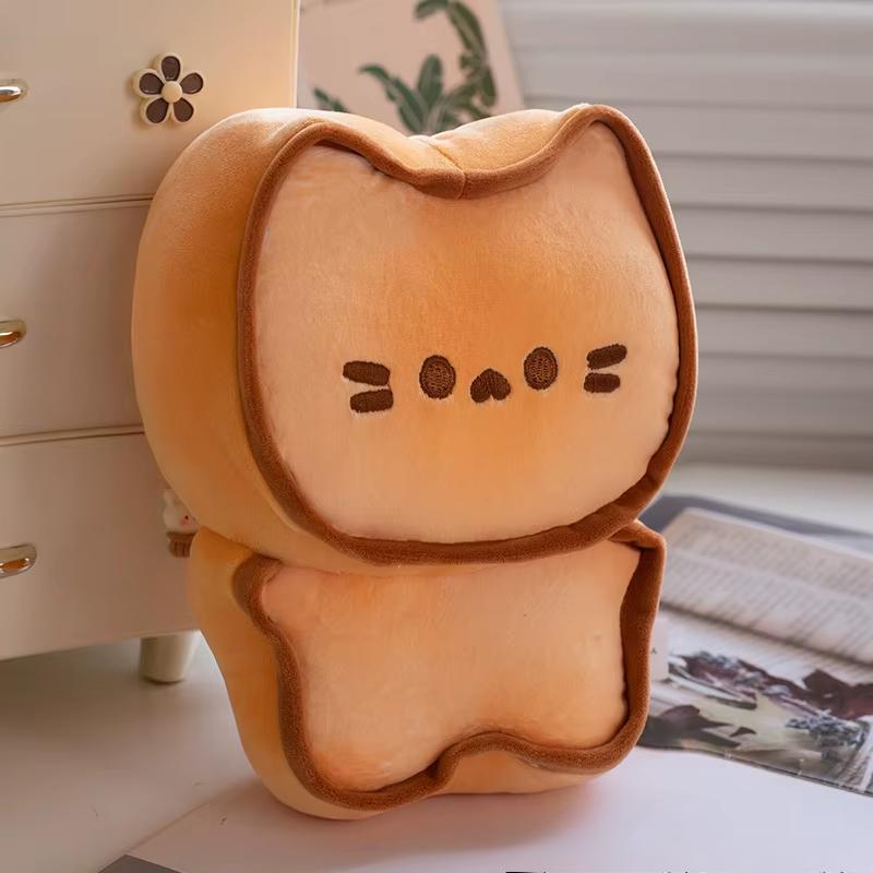 23cm Butter Cat Biscuits Plush Pillow Cute Cartoon Tiger Skin Cat Cake Plush Animal Doll Toys Kids Gift Sofa Decoration