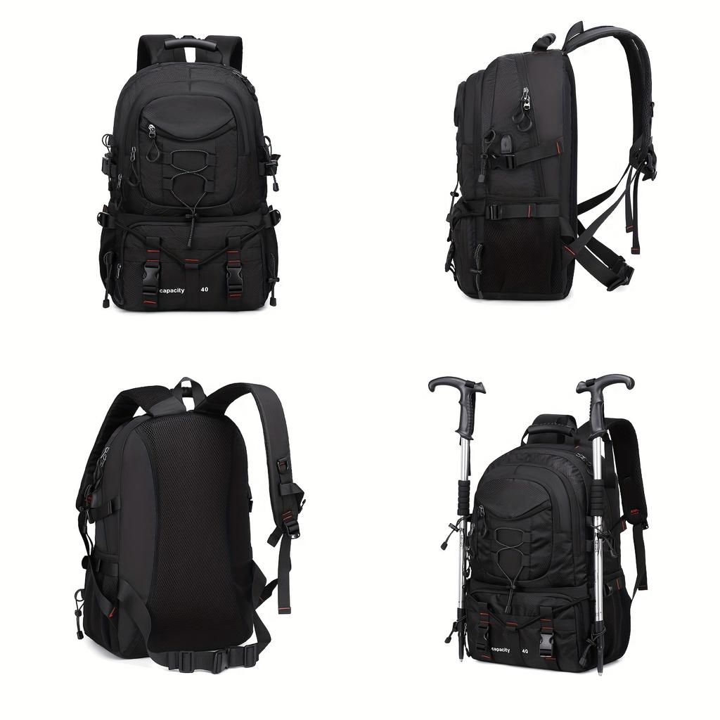 Lehký 10,57gal cestovní a turistický batoh s USB nabíjecím portem, nastavitelnými popruhy, odolným polyesterem, pojme 17palcový notebook