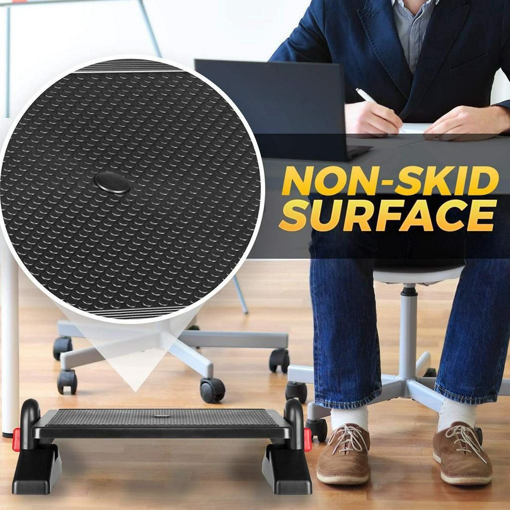 Adjustable 16.3x11.8" Angle and Height Office Foot Rest Stool for Under Desk Support 2-Level Height Adjustment Black Ergonomic Footrest