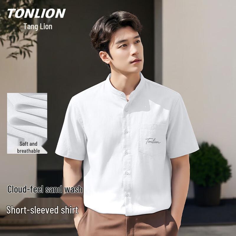 TonLion Men s Casual Short-Sleeve Henley Shirt 3XL
