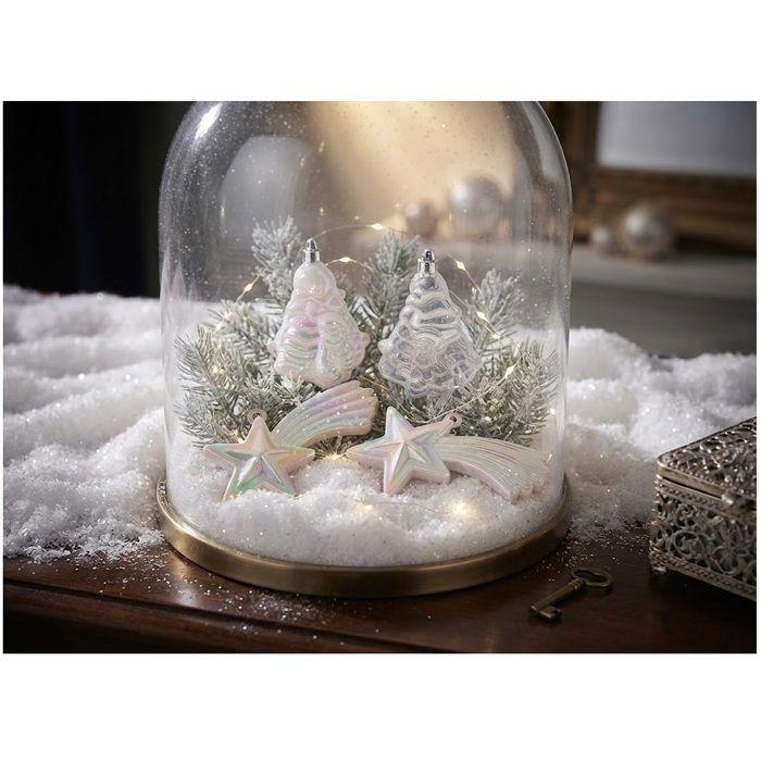 Lot de 4 boules de sapin de Noël et étoile blanc