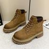 Boots Women's Genuine Leather Thick Sole Shoes Motorcycle Outdoor Work Clothes Women's Ankle Boots Shoes for Women Zapatos