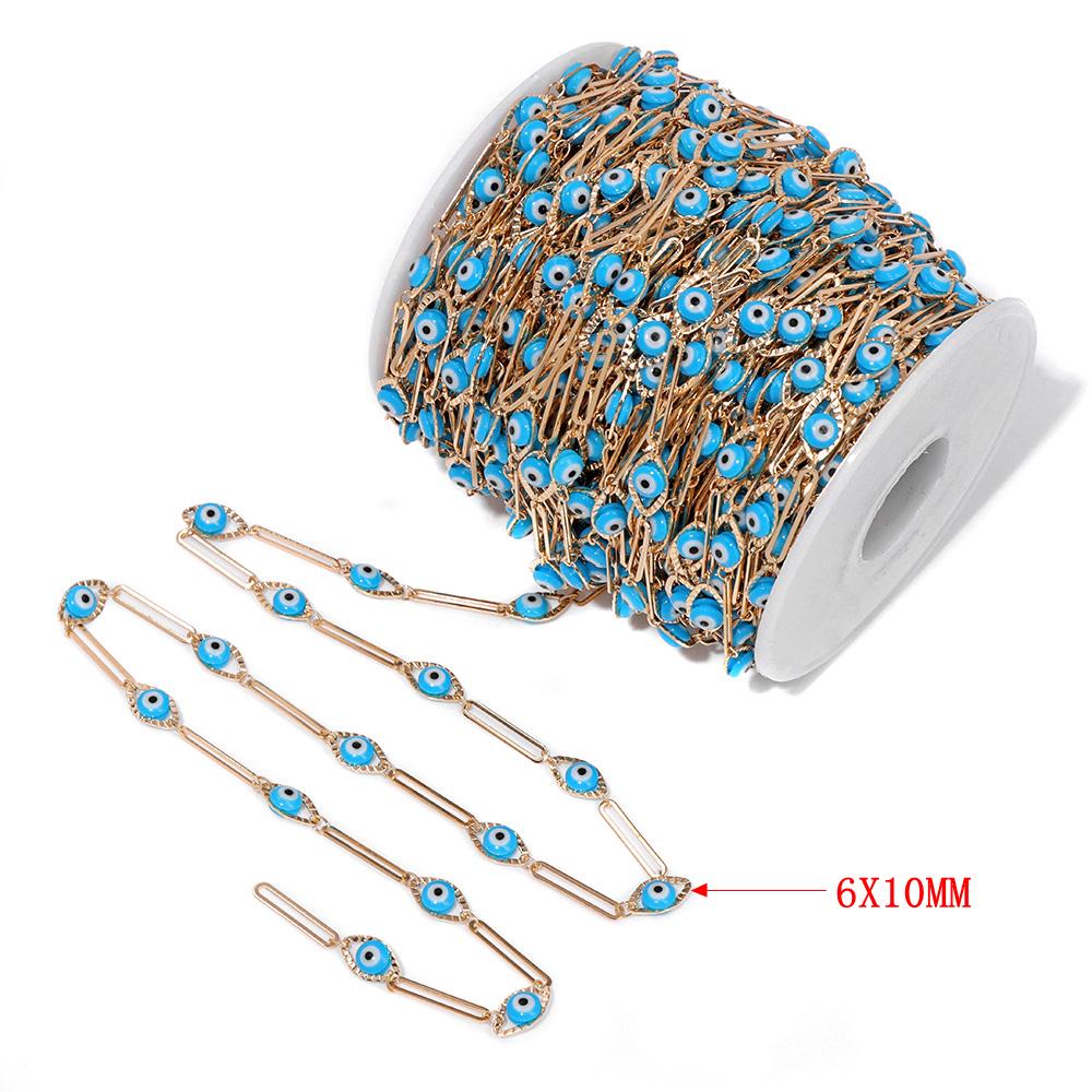 Fashion 6mm Chain Enamel Turkish Evil Eye Beads Charm Chain For Making Jewelry Necklace Bracelet Accessories Diy 50CM