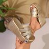 Fashion 2025 Women Wedge Slippers Plus Size High Heels Slippers Fashion Platform Sandals Thick Bottom Open Toe Ladies Shoes Slides Women