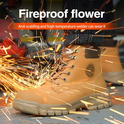Steel Toe Work Boots Men Anti-Scalding Welder Shoes Anti-Smash Waterproof Safety Boots Men Women Work Shoes Security Boots Male