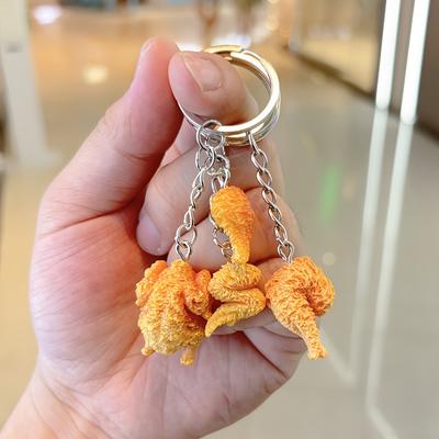 Simulation Fried Chicken Wing Keychain Creative Drumstick Bag Pendant Couple Family Keychain Pendant