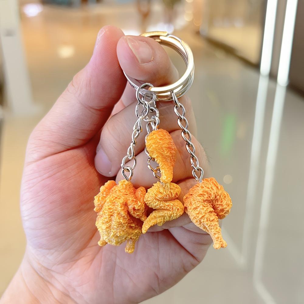 Simulation Fried Chicken Wing Keychain Creative Drumstick Bag Pendant Couple Family Keychain Pendant