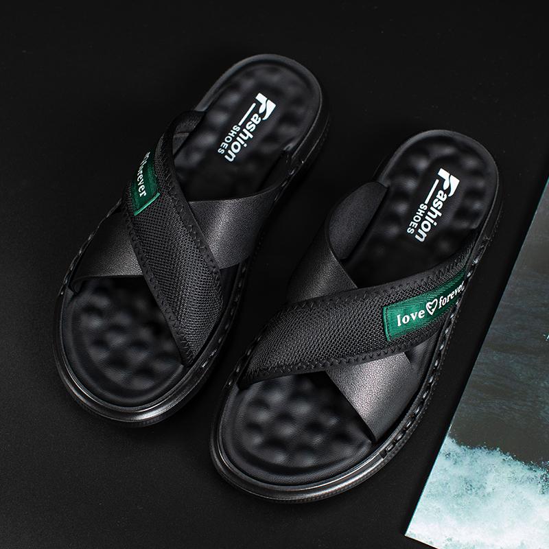Leisure Slippers Flip-Flops Man Comfortable Wading Aqua Footwear Half Drag Hot Sale Mens Sandals Casual Leather Men Summer Shoes