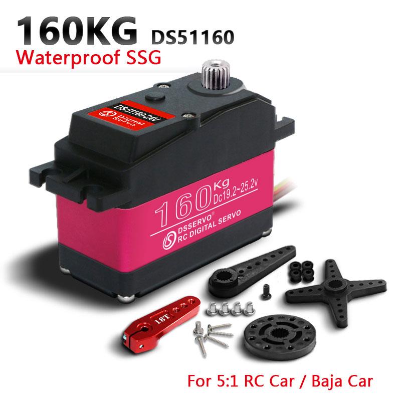 60/80/150/160KG DS5160 DS5180 DS51150 DS51160 Digital Metal Gear Robot RC 1/5 Servo Waterproof High Torque IP67 18T Servos Arm