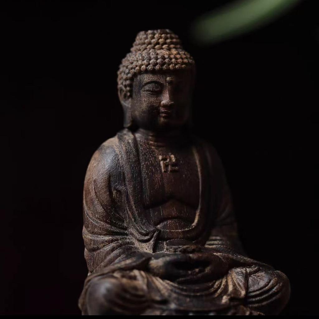 Agarwood Carving Lotus Seated Statue Figure of The Buddha Desktop Ornament Home Worship Craft Gifts Decoration Ornament