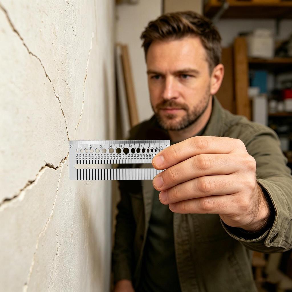 Rissweitenmesser Präzise Spaltlineal Edelstahl-Rissmessgerät Inspektionswerkzeug für Hardware-Montage Betonwand