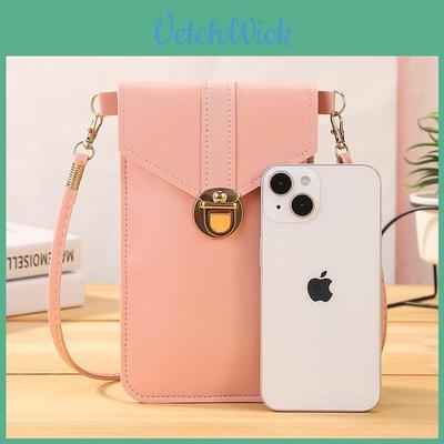 Stylish Lock Clasp Crossbody Phone Wallet For Women Trendy Pvc Vintage Student Clutch