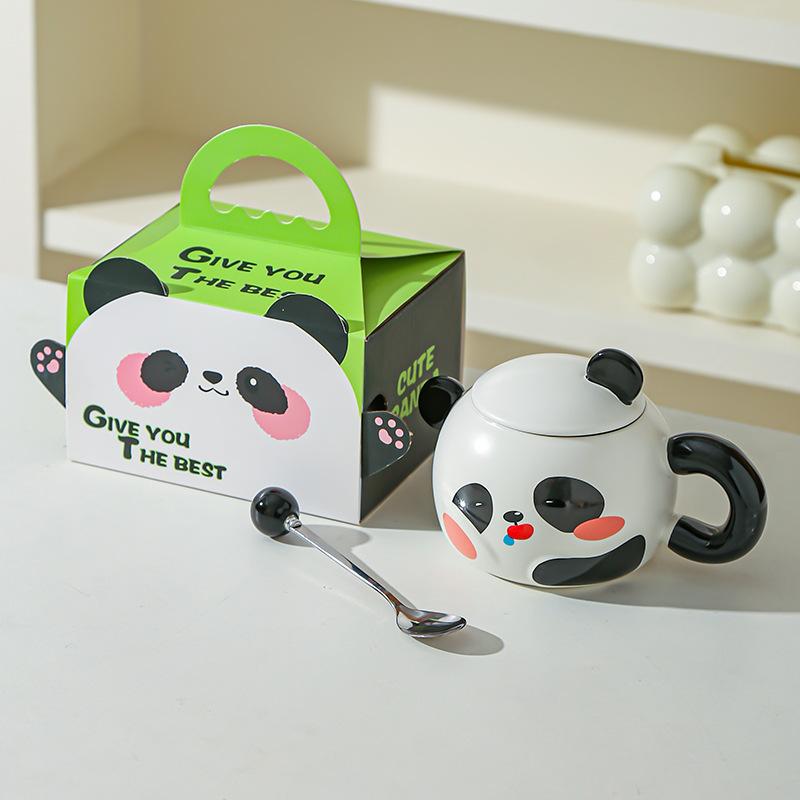 Creative panda water cup mug home office ceramic cup gift cartoon breakfast cup souvenir