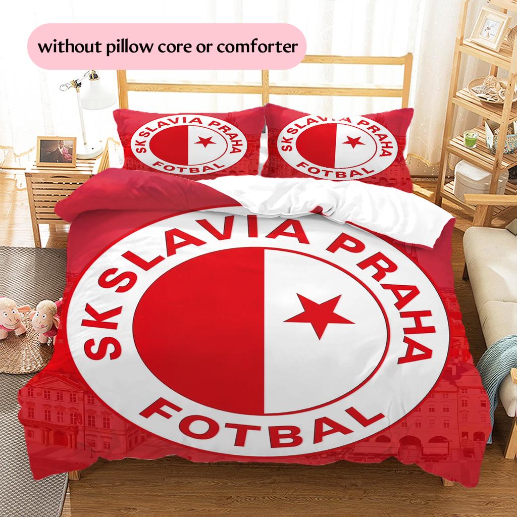 SK Slavia Praha Pattern Bedding Home Decoration Birthday Gift (1 * Duvet Cover + 2 * Pillowcase, Without Core)