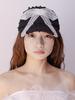 Poejidam Bow Cap In Lace Black