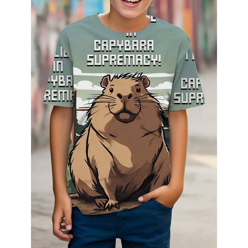 Cute Capybara Graphic T Shirt For Men Women Funny Animal Short Sleeve T-Shirts Summer Casual Fashion Loose Y2k Kids Boys Tees