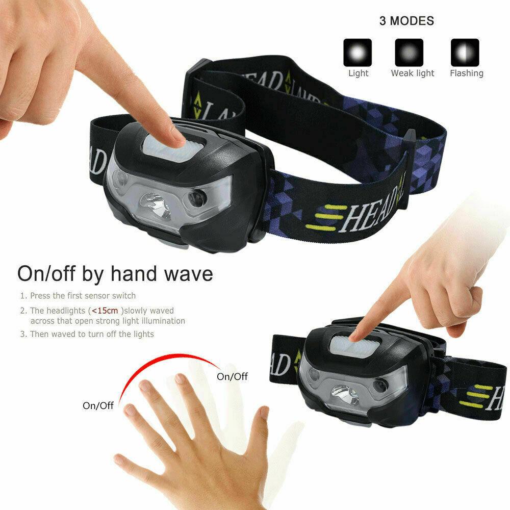 Camping LED Lamp Intelligent Sensor Headlight USB Headlamp Torch Head Light Flashlight