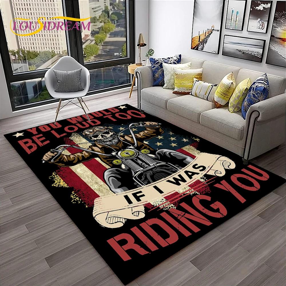 Vintage Motorcycle Retro Carpet Rug for Home Living Room Bedroom Playroom Sofa Doormat Decor,Kid Area Rug Non-slip Floor Mat