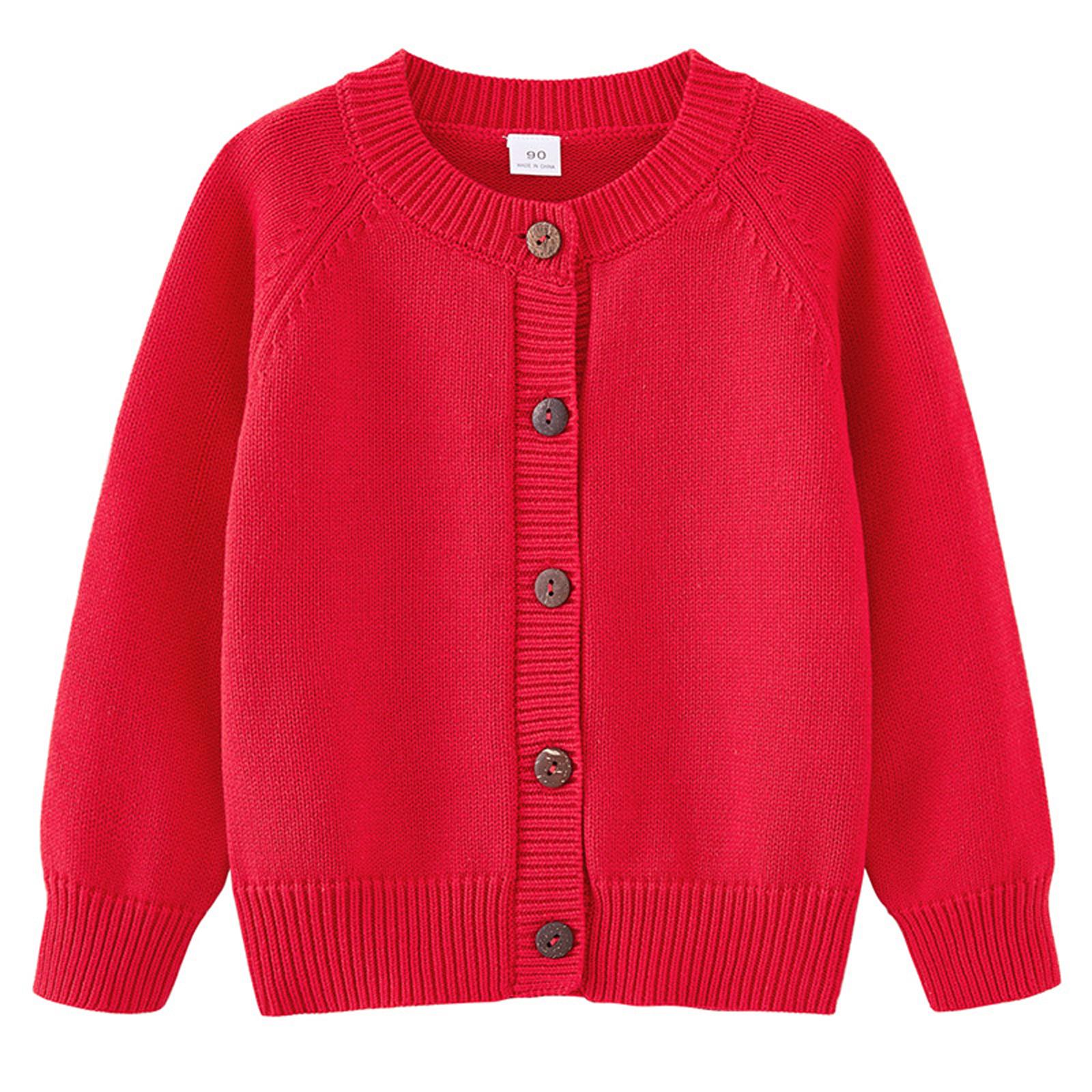 

Children s Fashion Casual Cardigan Knitted Long Sleeve Top 130 красный