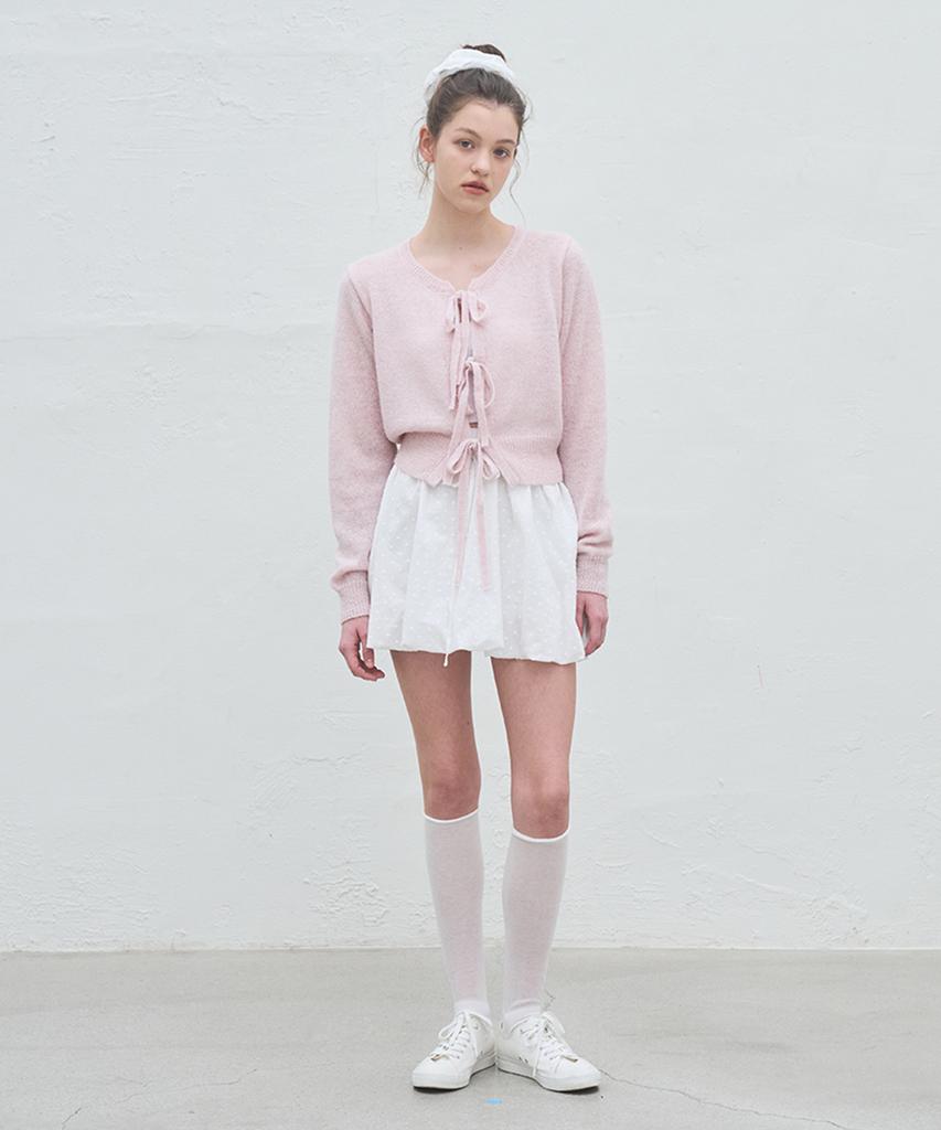 VEM.VER Pumpkin Cotton Mini Skirt_White
