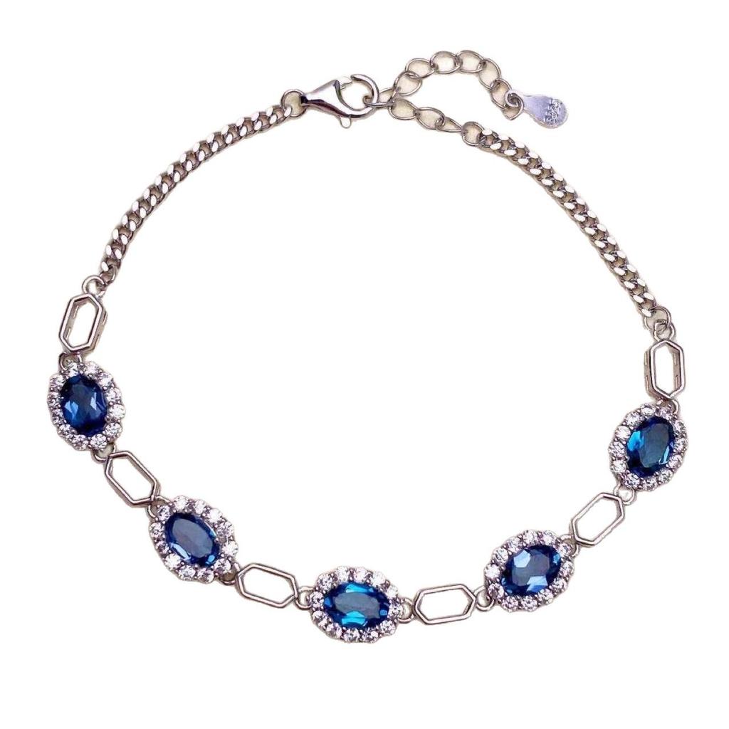 Women's Versatile S925 Silver Topaz London Blue Bracelet