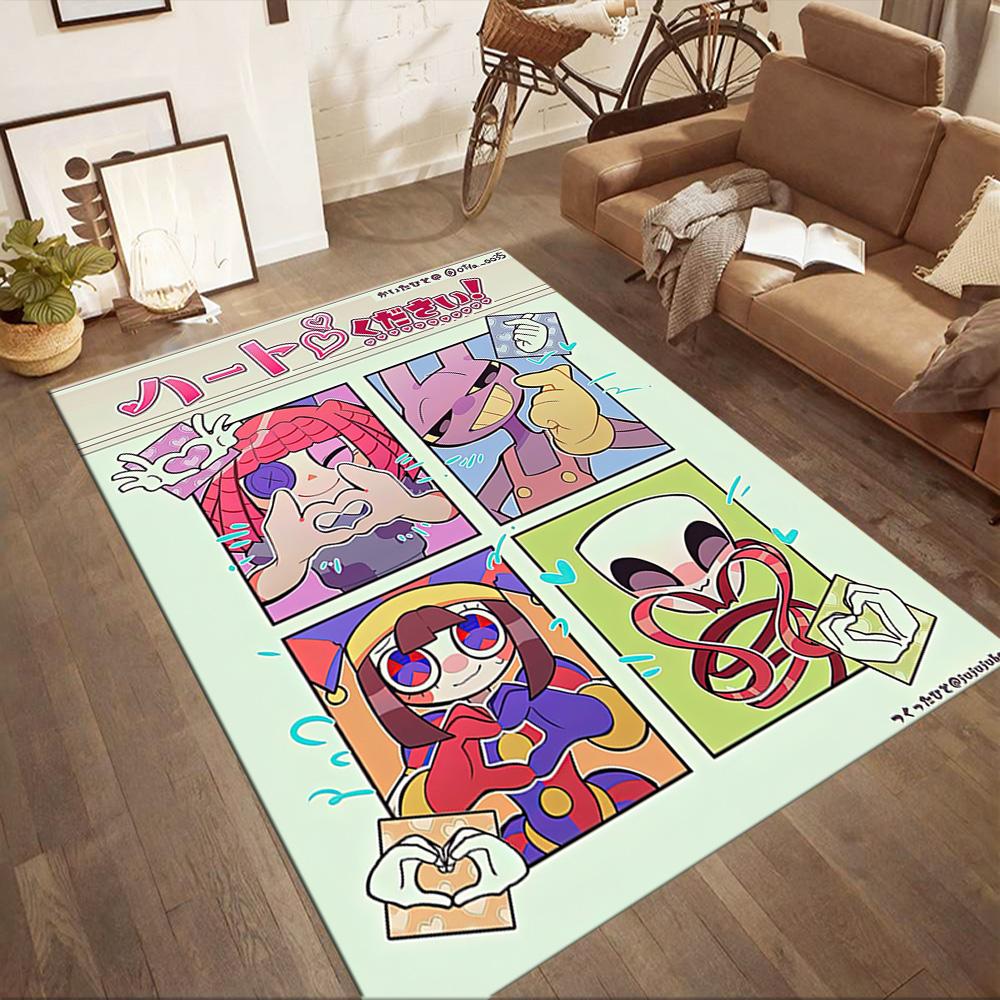 Digital Circus Floor Rug Office Rug Design for Playrooms Game Room Balcony Foyer Anti-slip Rug Decorate Offices Perfect Gift for Friends & Family
