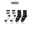 4-Pair Four Seasons Wear Black and White Jacquard Student Socks Comfortable and Breathable 7A Antibacterial Medium Tube Women's Cotton Socks