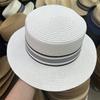 Straw Hat Summer New Flat-top Visor, Face-covering Sunscreen Hat, Women's Casual Seaside Beach Sun Hat