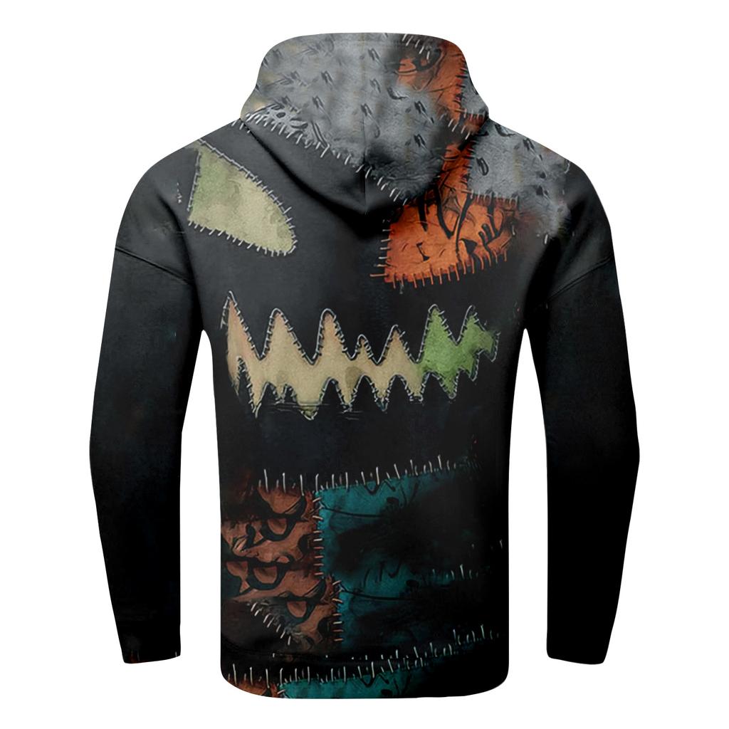 Halloween Blood-stained Print Men's Loose Hooded Sweatshirt