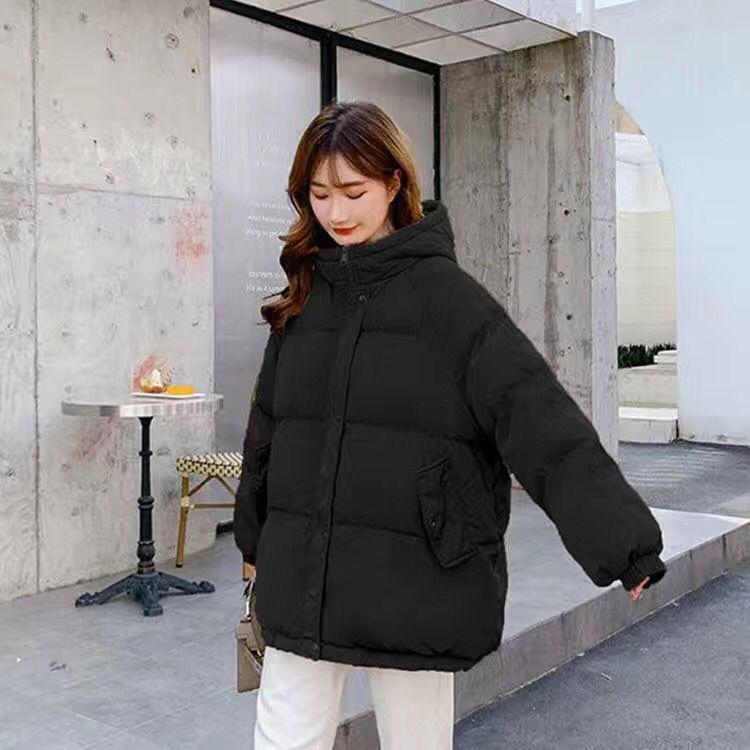 Cozyoutfit Down Female Korean Version Short Straight Jacket Hooded Bread Service Ins  Style