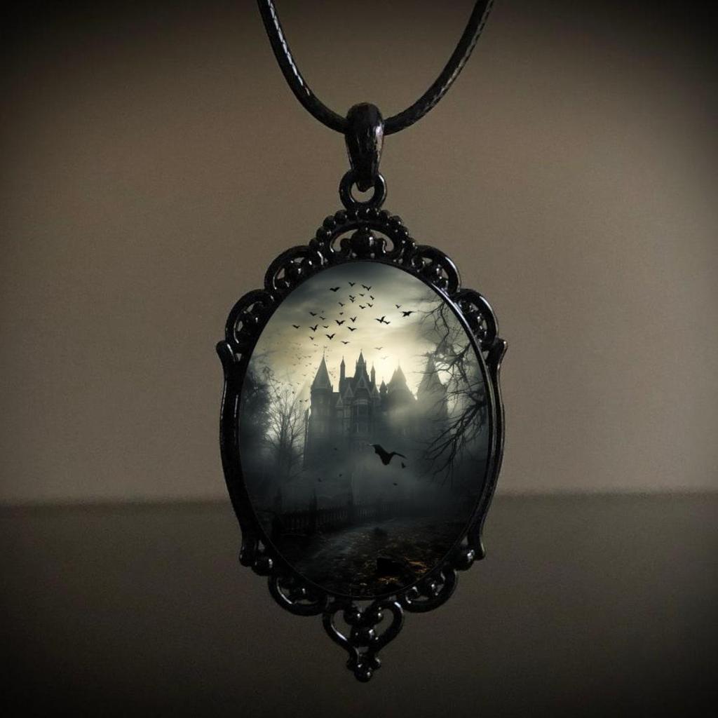 Gothic Halloween Necklace Pendant With Cross Chain For Men Women