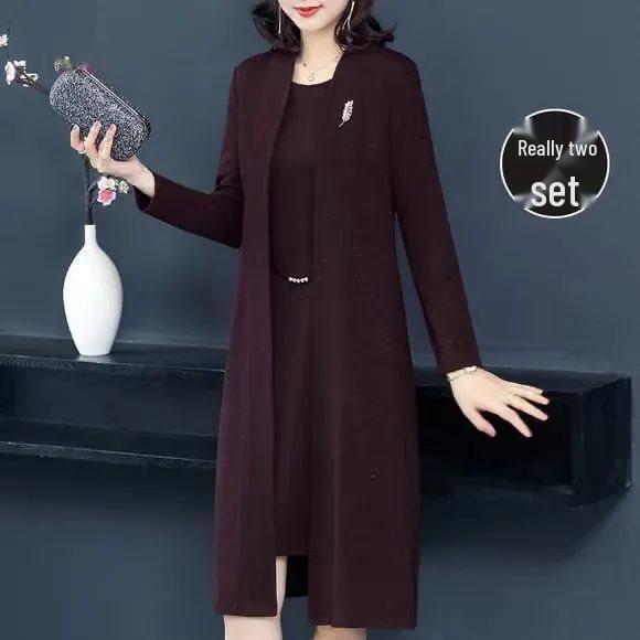 

Мамин осінній костюм-двійка: Елегантна сукня-тренч для жінок середнього віку XL 115-130 jin