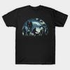 Men Black Print T-shirt Starry Night Cryptid No-Cut Transfer Paper Print Cotton Tshirt