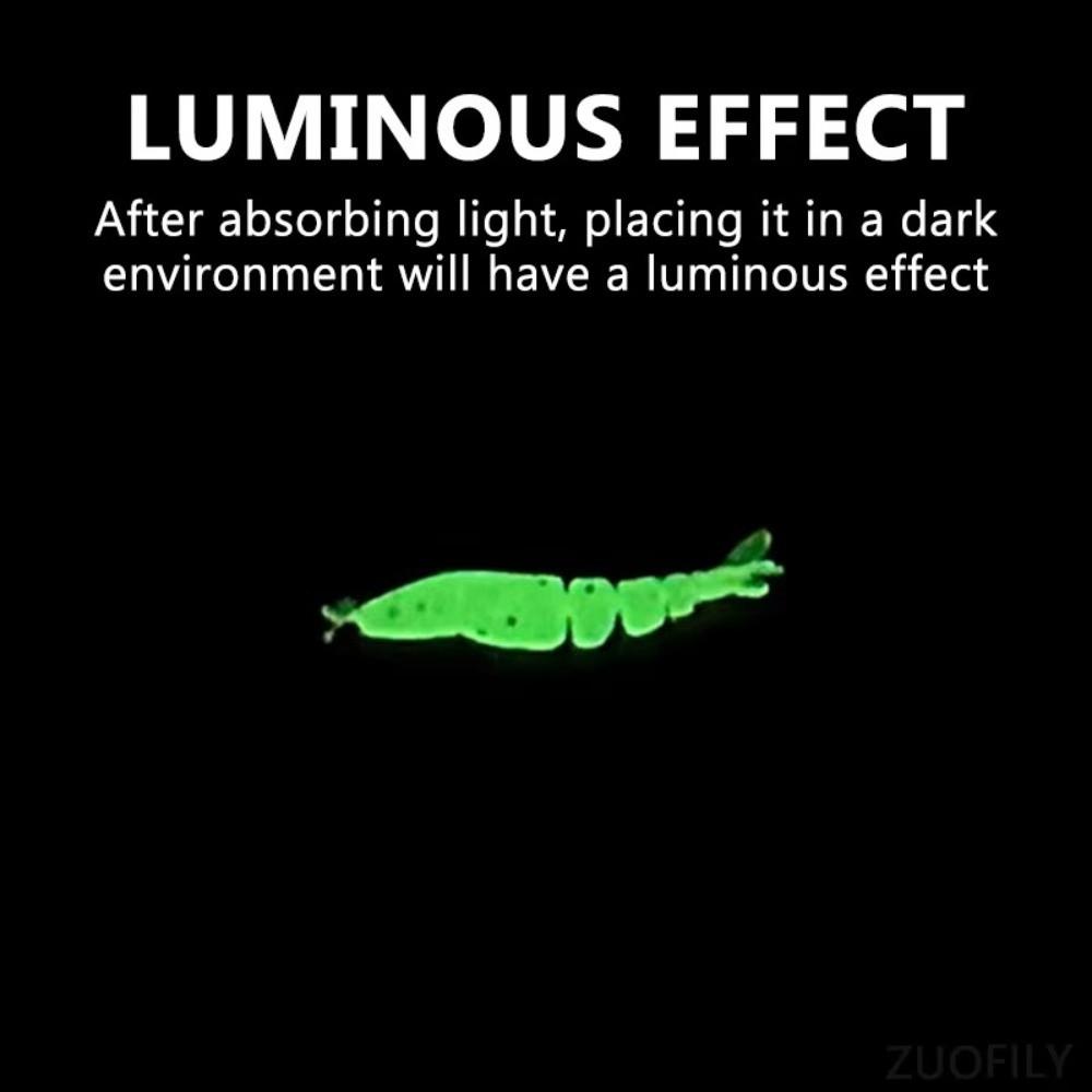 20pcs/box 4cm Length Luminous Shrimp Swimbaits Soft Silicone 0.45g Weight Carp Fishing Baits Glowing Effect Luminous Design
