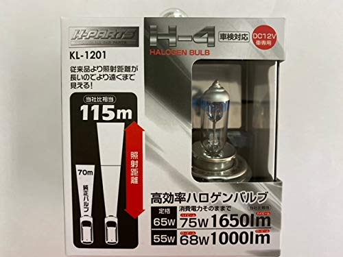 H4 KL-1201 High Efficiency Halogen Bulb for Vehicle Inspection