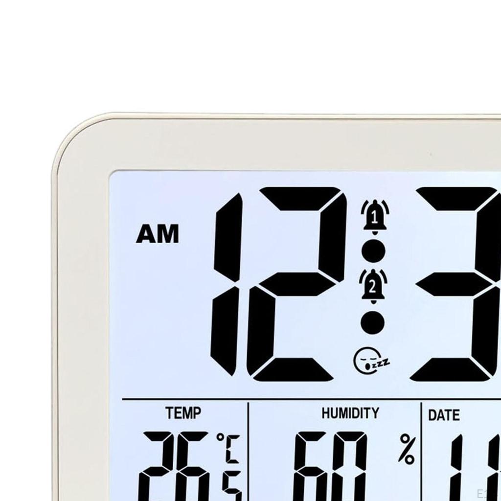 Digital Alarm Clock Bedside Table Timepiece Large Display Versatile Night Light Double Alarms Desk