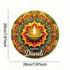 Metal Wall Art Hindu Festival Diwali Round Sign Home Office Decor Durable Aluminum Gift for Cafe Bar Living Room Indoor Outdoor