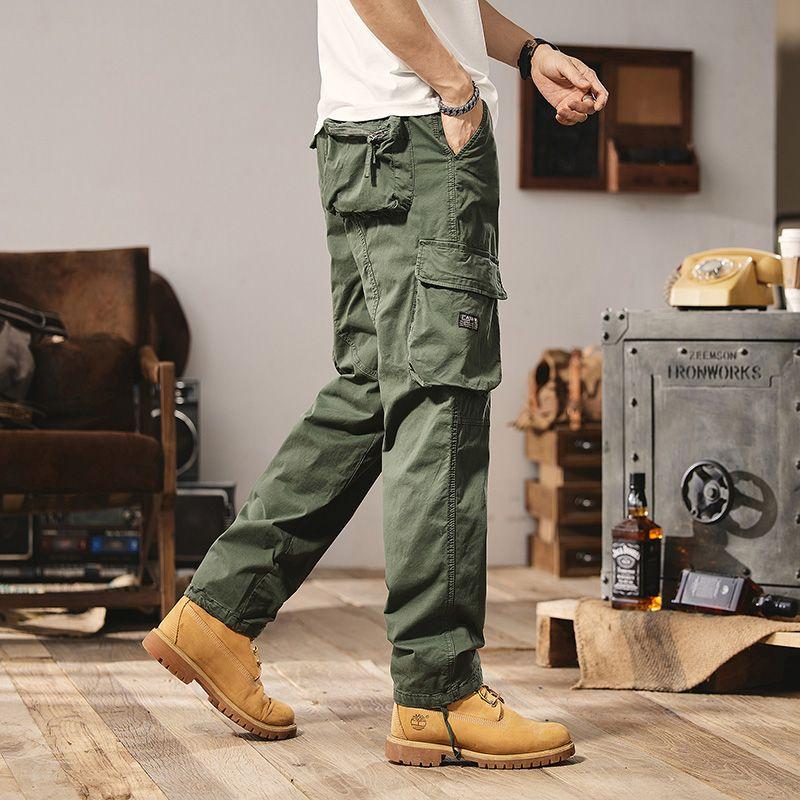 Men Fashion Military Cargo Pants Regualr Straight Fit Cotton Camouflage Green Black Grey Color Trousers