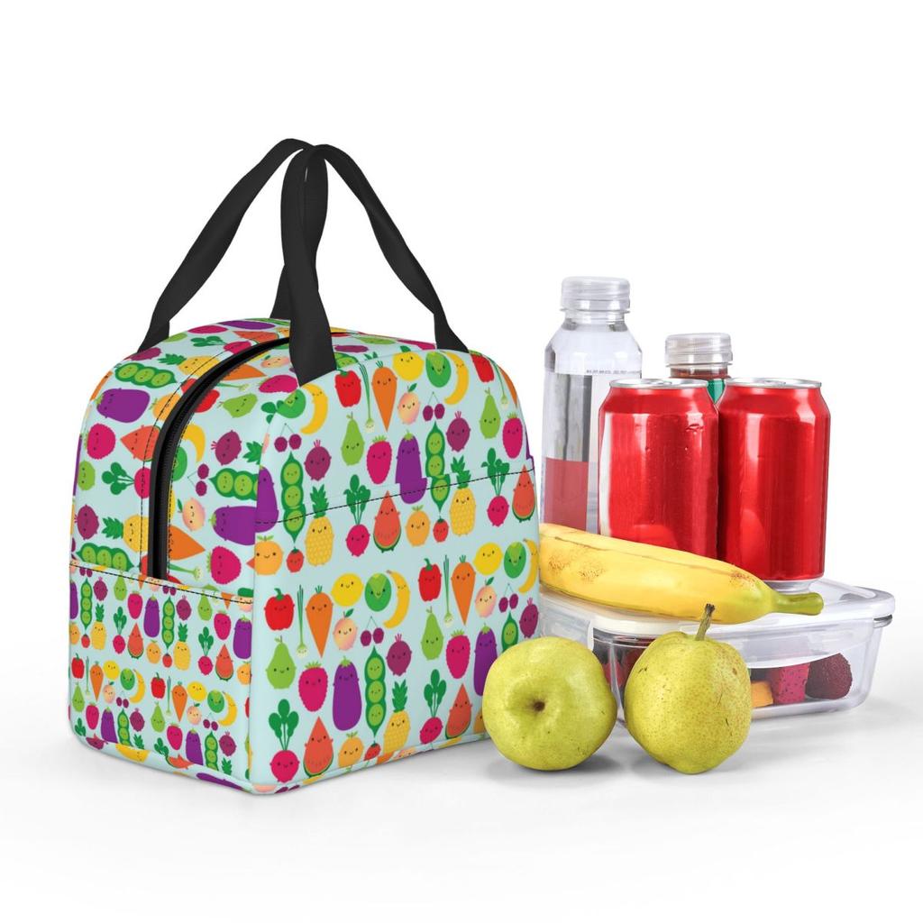 5 A Day Fruit And Vegetables Insulated Lunch Bag for Women Office Cooler Thermal Food Box Tote Portable Lunch Boxes Container