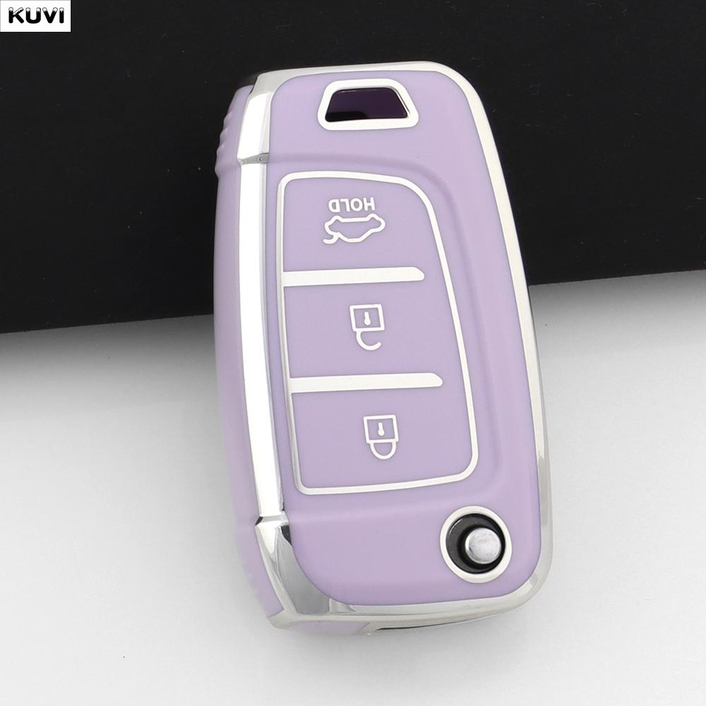 

Shell For Hyundai Elantra Solaris Tucson I30 I35 I40 Kona Genesis Santa Fe Azera Remote Tpu Car Flip Key Case Cover Fob Keychain