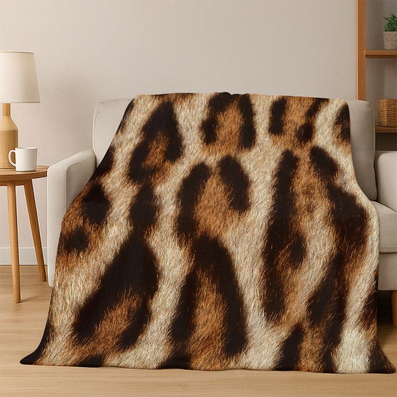 Luxuriöse Leopard-Tiger-Print-Tierfell-Flanell-Decke Weiche Warme Überwurfdecke für Schlafzimmer Wohnzimmer Bett Reise Camping Geschenk
