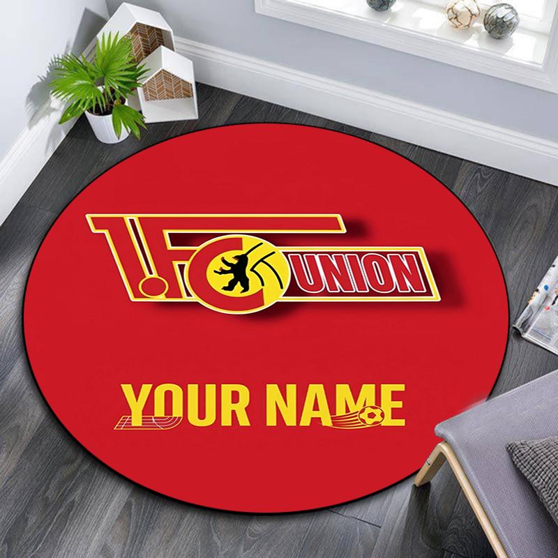 Custom Name,FC Union Berlin pattern round rug,Carpet Rug for Living Room Bedroom Playroom ,Non-slip Floor Mat,Holiday Gifts and Birthday Gifts.