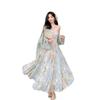 Early autumn oil painting secret realm retro oil painting sense temperament printing embroidery neck suspender skirt women's autumn new one generation