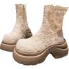 Martin boots female ins ultra-fire thick-soled lace mesh fairy wind summer cool boots hollow breathable small short boots