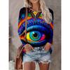 Womens Casual Abstract Print Long Sleeve Crew Neck T-Shirt 3D Effect 2025 Comfort Fit