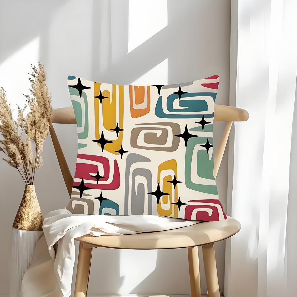 Colorful Floral Geometric Patterns Digital Printing Pillow Cover Short Plush Suitable Living Bedrooms Sofas Throw Cushion Cover