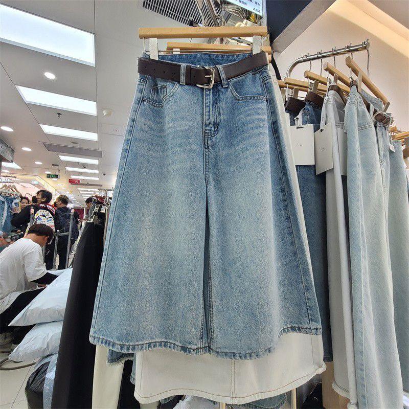 

American Retro High-Waisted Wide-Leg Cropped Jeans for Women - Summer 2026 Collection: Slimming Loose Mid-Length Straight Pants Extra Small